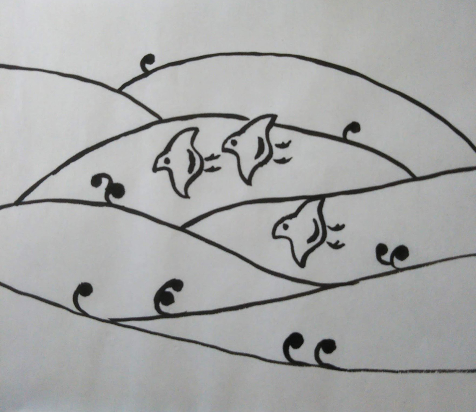 千鳥墨絵イラスト小野健治